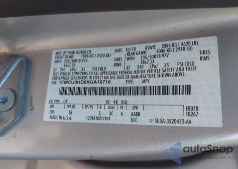 2019 Ford Escape Sel from USA, damaged, VIN 1FMCU0HD0KUA16716